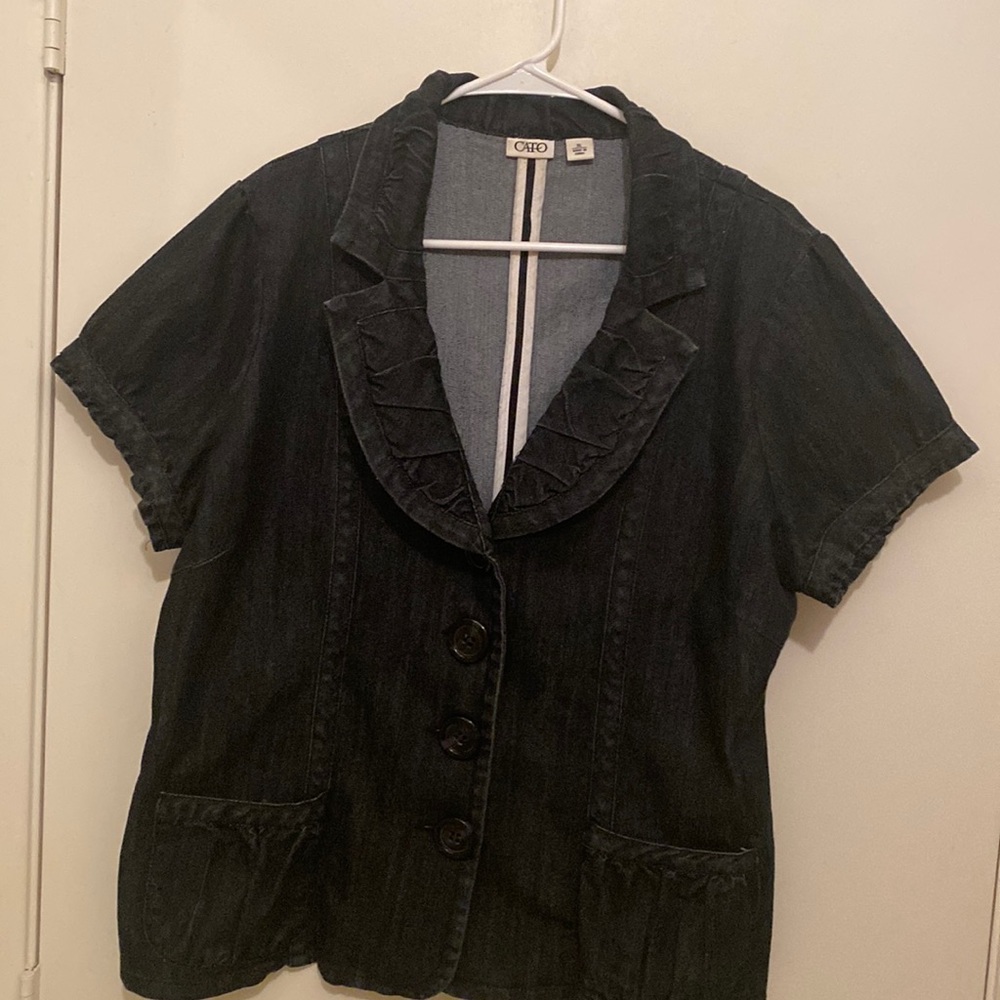 Black washed denim jacket/shirt. Size large